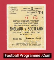 England v Scotland 1961 – Match Ticket Wembley