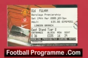 Manchester United v Fulham 2005 – Football Ticket