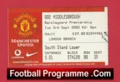 Manchester United v Middlesbrough 2002 – Match Ticket