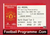 Manchester United v Arsenal 2001 – Match Ticket