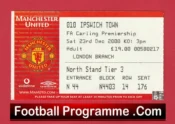 Manchester United v Ipswich Town 2000 – Match Ticket