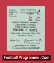 England v France 1957 – Football Ticket Duncan Edwards Last Game