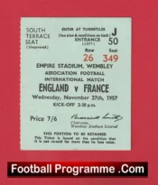 England v France 1957 – Football Ticket Duncan Edwards Last Game
