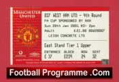 Manchester United v West Ham United 2001 – FA Cup Match Ticket