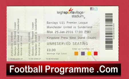 Manchester United v Sunderland 2016 - Football Ticket U21 - Image 2