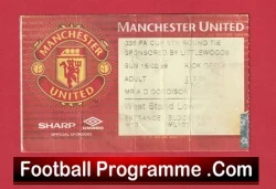 Manchester United v Barnsley 1998 - Match Ticket FA Cup