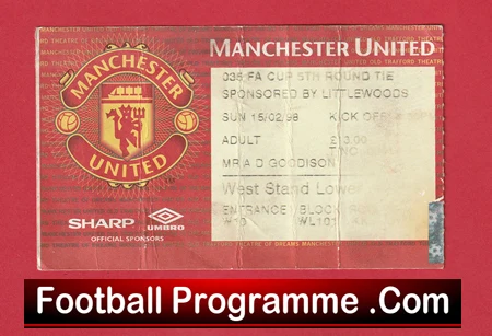 Manchester United v Barnsley 1998 - Match Ticket FA Cup - Image 2