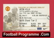 Manchester United v Aston Villa 2007 – FA Cup Match Ticket