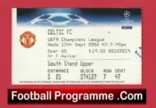 Manchester United v Glasgow Celtic 2006 – Football Ticket