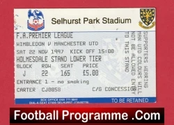 Wimbledon v Manchester United 1997 - Football Ticket