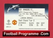 Manchester United v Glasgow Rangers 2003 – Match Ticket