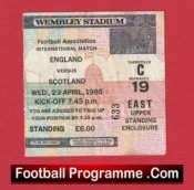 England v Scotland 1986 – Ticket Alex Ferguson Scotland Manager