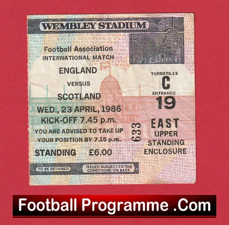 England v Scotland 1986 - Ticket Alex Ferguson Scotland Manager - Image 2