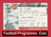 Manchester United v Basel 2003 – Match Ticket
