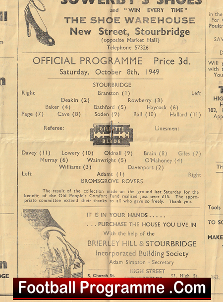 Stourbridge v Bromsgrove Rovers 1949 - 1940s Programme - Image 3