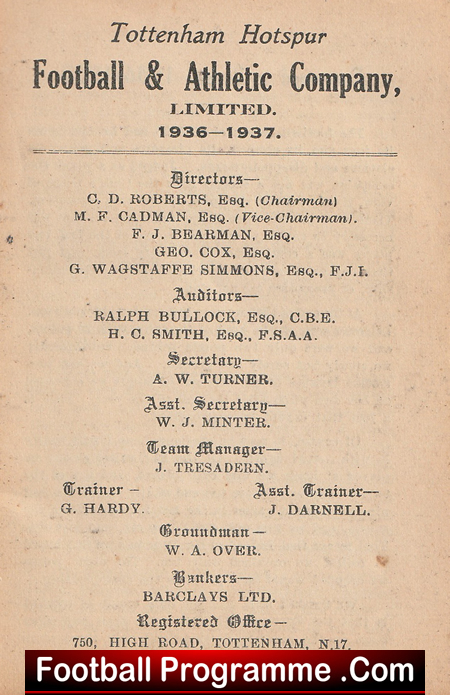 Tottenham Hotspur Spurs Official Handbook 1936 - 1937 - Image 4