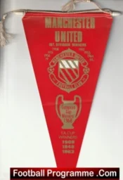 Manchester United Pennant Flag Man Utd Honours 1909 – 1963