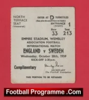 England v Sweden 1959 – Match Ticket