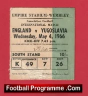 England v Yugoslavia 1966 – Football Ticket