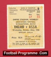 England v Russia 1958 – Match Ticket Wembley USSR