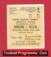 England v Russia 1958 – Match Ticket Wembley USSR