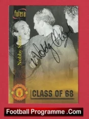 Manchester United Nobby Stiles Autograph Signed Football Card Man Utd