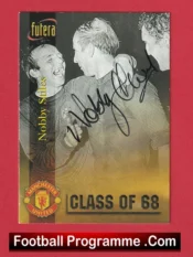 Manchester United Nobby Stiles Autograph Signed Football Card Man Utd