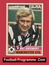 Manchester United Jimmy Greenhoff Autographed Signed Football Card Man Utd