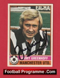 Manchester United Jimmy Greenhoff Autographed Signed Football Card Man Utd