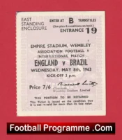 England v Brazil 1963 – Old Football Ticket