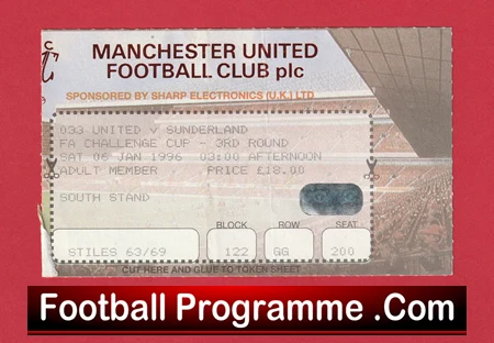 Manchester United v Sunderland 1996 - Match Ticket FA Cup - Image 2