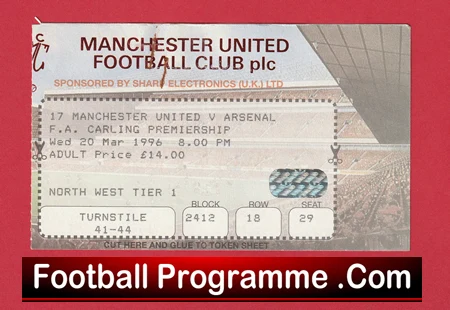 Manchester United v Arsenal 1996 - Match Ticket - Image 2