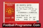 Manchester United v Newcastle United 1999 – Match Ticket