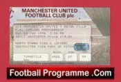 Manchester United v Aston Villa 1996 – Man Utd Match Ticket