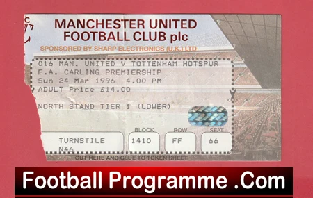 Manchester United v Tottenham 1996 - Match Ticket - Image 2