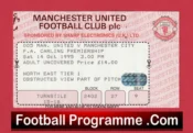 Manchester United v Manchester City 1995 – Ticket Man Utd