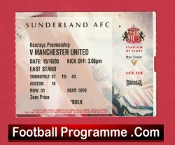 Sunderland v Manchester United 2005 - Football Ticket