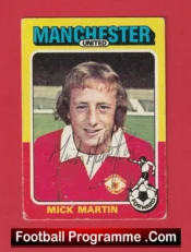 Manchester United Mick Martin Autographed Signed Football Card Man Utd