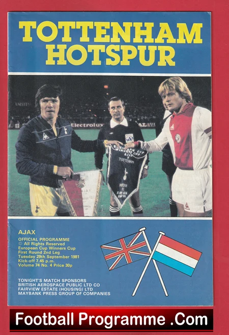Tottenham Hotspur v Ajax 1981 - Signed - Image 2
