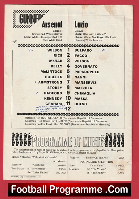 Arsenal v Lazio Roma 1970 - Fairs Cup - Image 3