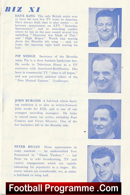 Showmens Guild v Showbiz X1 early 1960s - Tommy Steele Etc - Image 5