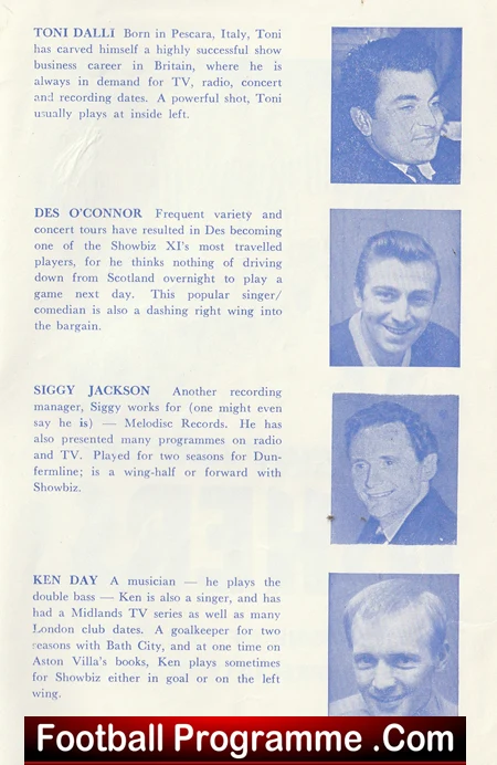 Showmens Guild v Showbiz X1 early 1960s - Tommy Steele Etc - Image 7