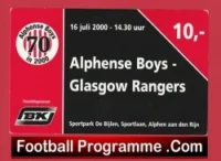Alphense Boys v Glasgow Rangers 2000 – Football Ticket Holland