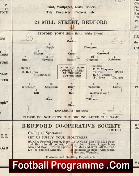 Bedford Town v Eynesbury Rovers 1958 - 1950s - Image 3