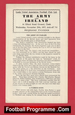British Army v Ireland 1957 - at Leeds United + Bobby Charlton - football programme