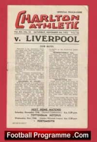 Charlton Athletic v Liverpool 1952