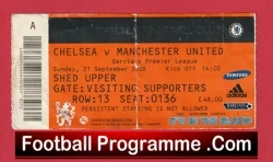 Chelsea v Manchester United 2008 - Football Ticket - football memorabilia