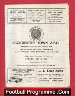 Dorchester Town v Dorchester United 1972 - football programme