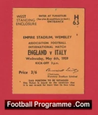 England v Italy 1959 – Match Ticket
