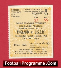 England v Russia 1958 - Match Ticket Wembley USSR - football memorabilia